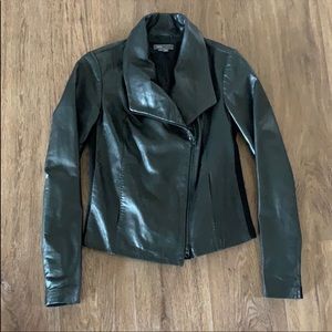 NWT Vince Black Leather Scuba Jacket Size M